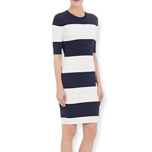 Tory Burch Sport Tech Knit Navy/White Ribbed Dress XL